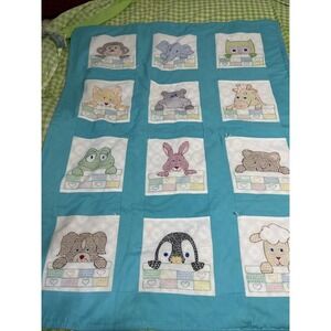Baby Crib Toddler Handmade Quilt Blanket Cross Stitched Jack Dempsey 46x 35.5"
